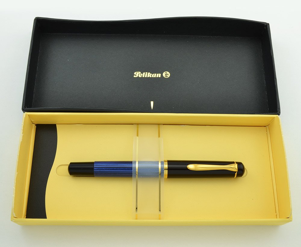 Pelikan M400 Fountain Pen - Old Style (1995), Blue Striped, 14k